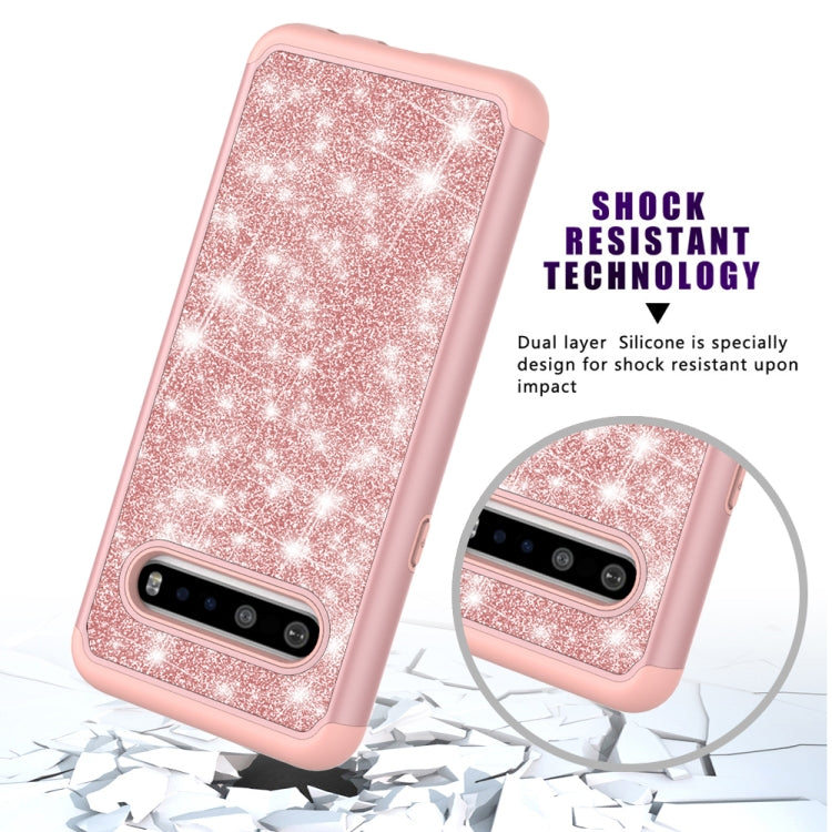 For LG V60 ThinQ 5G / G9 ThinQ Glitter Powder Contrast Skin Shockproof Silicone + PC Protective Case