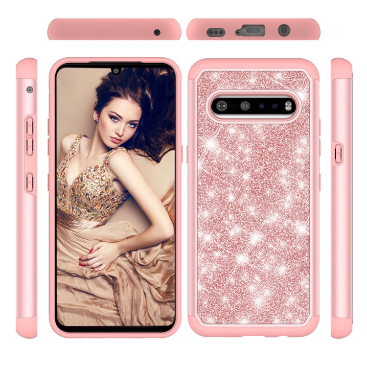 For LG V60 ThinQ 5G / G9 ThinQ Glitter Powder Contrast Skin Shockproof Silicone + PC Protective Case