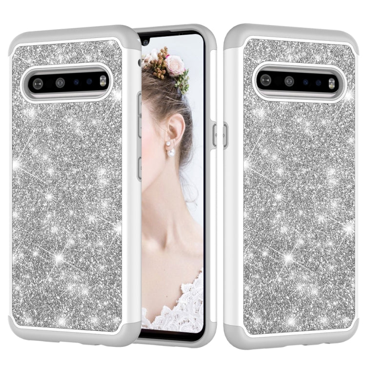 For LG V60 ThinQ 5G / G9 ThinQ Glitter Powder Contrast Skin Shockproof Silicone + PC Protective Case