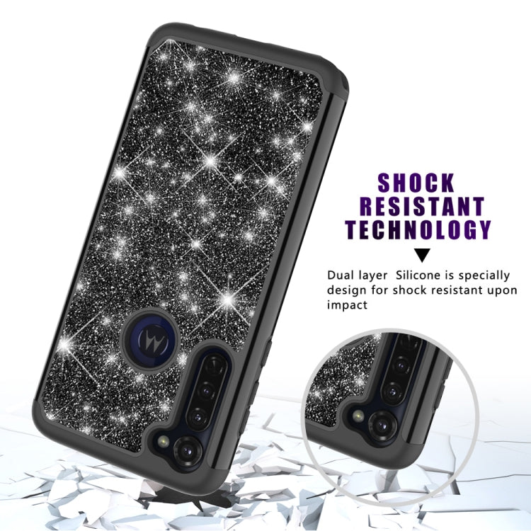 For Motorola Moto G Stylus Glitter Powder Contrast Skin Shockproof Silicone + PC Protective Case