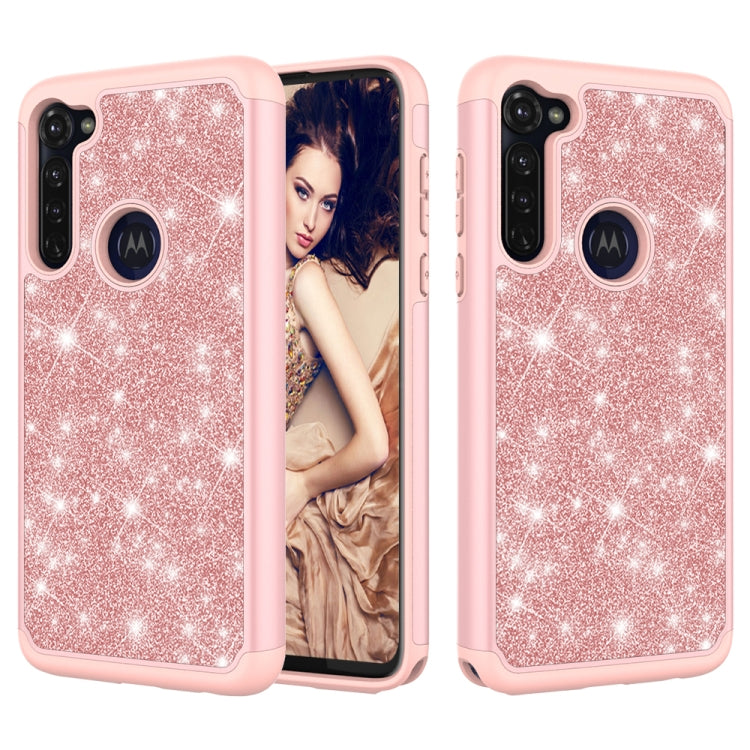 For Motorola Moto G Stylus Glitter Powder Contrast Skin Shockproof Silicone + PC Protective Case