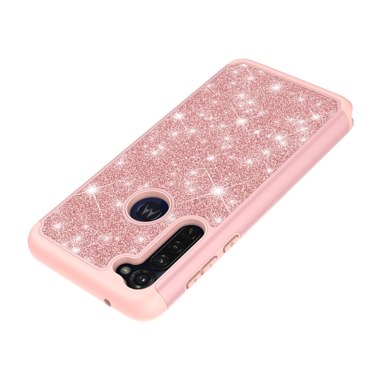 For Motorola Moto G Stylus Glitter Powder Contrast Skin Shockproof Silicone + PC Protective Case