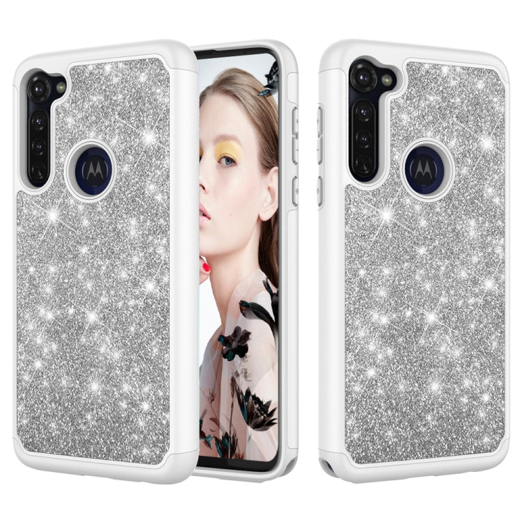 For Motorola Moto G Stylus Glitter Powder Contrast Skin Shockproof Silicone + PC Protective Case