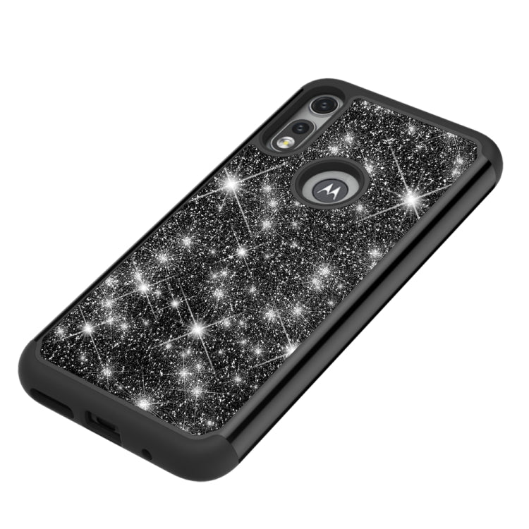 For Motorola Moto E (2020) Glitter Powder Contrast Skin Shockproof Silicone + PC Protective Case