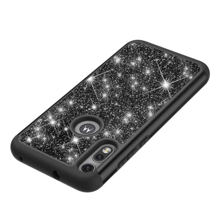 For Motorola Moto E (2020) Glitter Powder Contrast Skin Shockproof Silicone + PC Protective Case