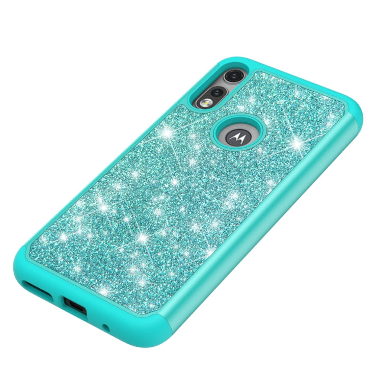 For Motorola Moto E (2020) Glitter Powder Contrast Skin Shockproof Silicone + PC Protective Case