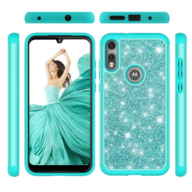 For Motorola Moto E (2020) Glitter Powder Contrast Skin Shockproof Silicone + PC Protective Case