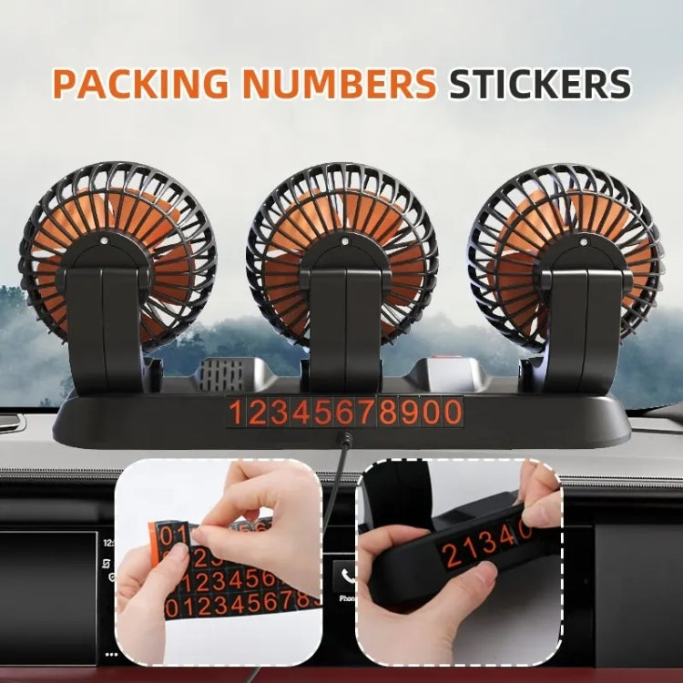 F4310 360-Degree Rotating Adjustable Car Three-Head Fan, Style:12V Cigarette Lighter