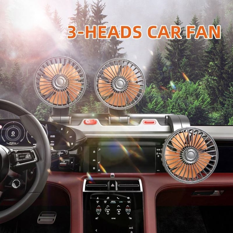 F4310 360-Degree Rotating Adjustable Car Three-Head Fan, Style:12V Cigarette Lighter
