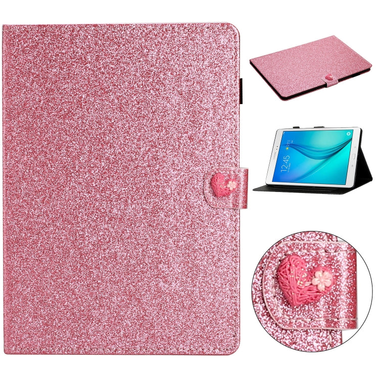 For Samsung Galaxy Tab A 8.0 T350 Love Buckle Glitter Horizontal Flip Leather Case with Holder & Card Slots