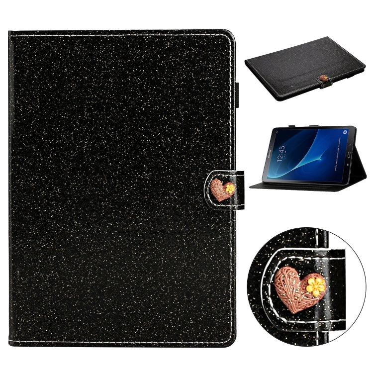 For Samsung Galaxy Tab A 10.1 T580 Love Buckle Glitter Horizontal Flip Leather Case with Holder & Card Slots