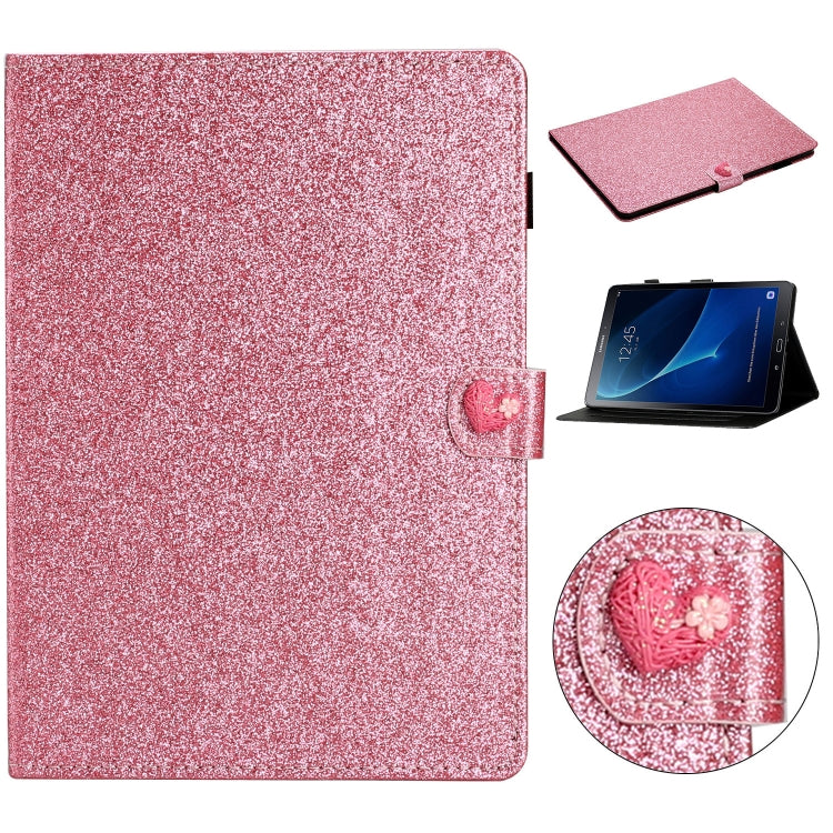 For Samsung Galaxy Tab A 10.1 T580 Love Buckle Glitter Horizontal Flip Leather Case with Holder & Card Slots