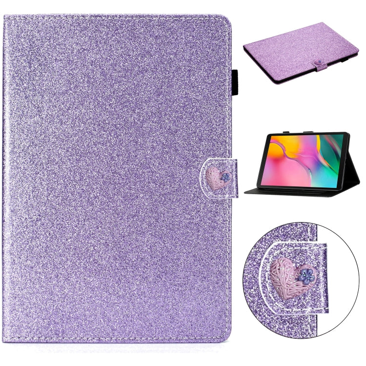 For Samsung Galaxy Tab A 10.1 T510  Love Buckle Glitter Horizontal Flip Leather Case with Holder & Card Slots