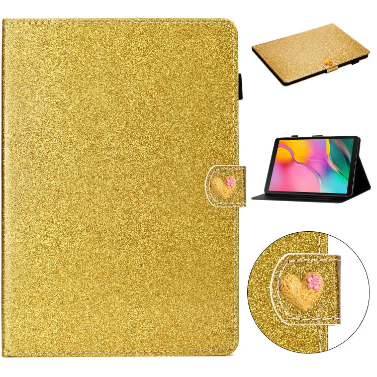 For Samsung Galaxy Tab A 10.1 T510  Love Buckle Glitter Horizontal Flip Leather Case with Holder & Card Slots
