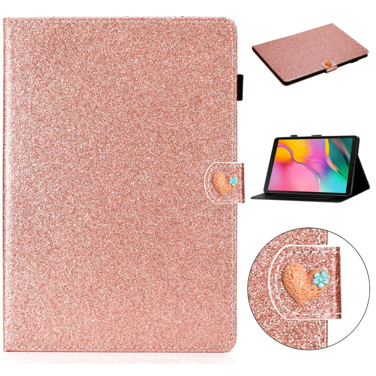 For Samsung Galaxy Tab A 10.1 T510  Love Buckle Glitter Horizontal Flip Leather Case with Holder & Card Slots