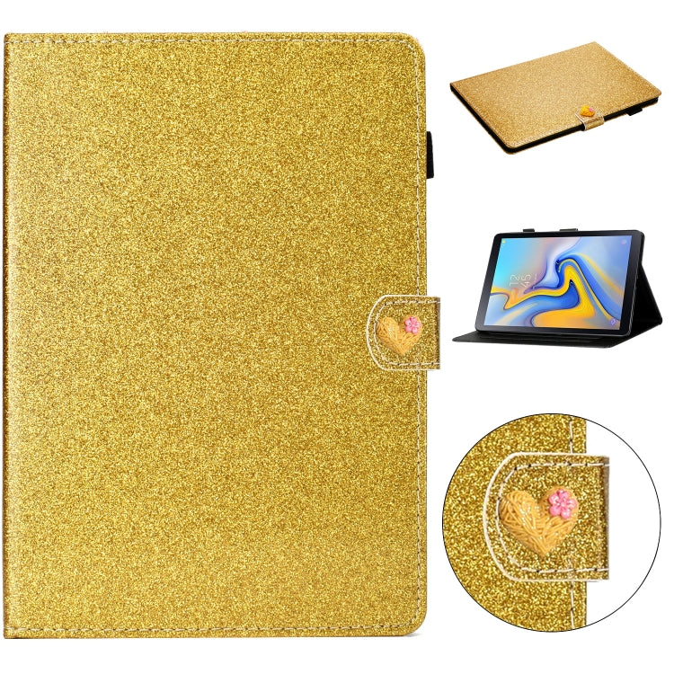 For Samsung Galaxy Tab A 10.5 T590 Love Buckle Glitter Horizontal Flip Leather Case with Holder & Card Slots