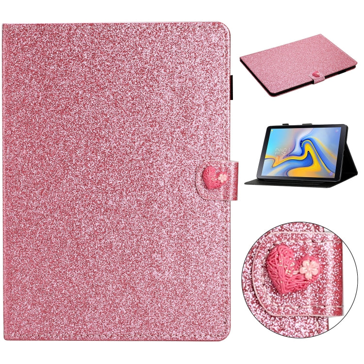 For Samsung Galaxy Tab A 10.5 T590 Love Buckle Glitter Horizontal Flip Leather Case with Holder & Card Slots