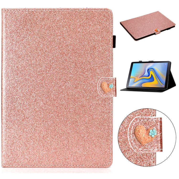 For Samsung Galaxy Tab A 10.5 T590 Love Buckle Glitter Horizontal Flip Leather Case with Holder & Card Slots