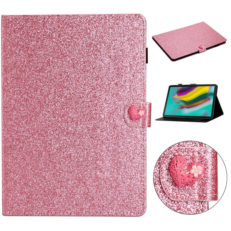 For Samsung Galaxy Tab S5e T720 Love Buckle Glitter Horizontal Flip Leather Case with Holder & Card Slots