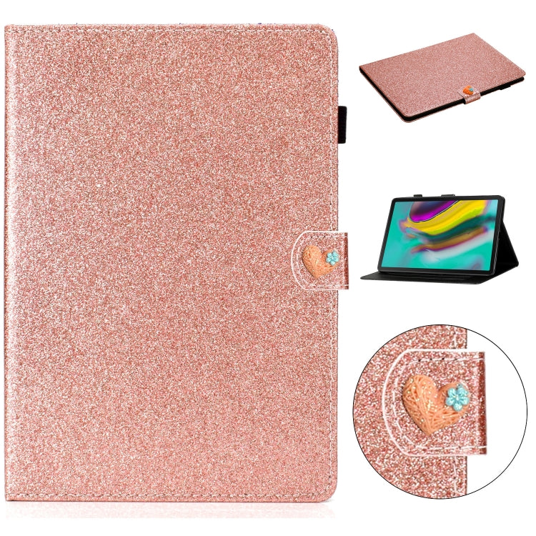 For Samsung Galaxy Tab S5e T720 Love Buckle Glitter Horizontal Flip Leather Case with Holder & Card Slots