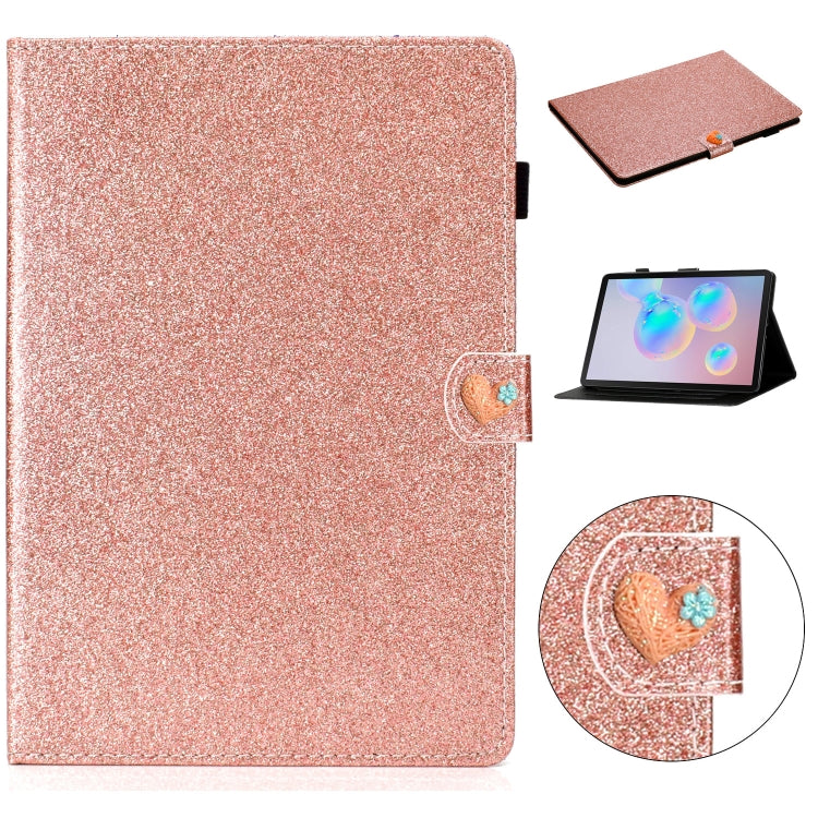 For Samsung Galaxy Tab S6 T860 Love Buckle Glitter Horizontal Flip Leather Case with Holder & Card Slots