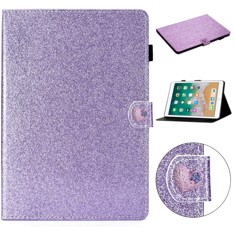 For iPad 9.7 (2018) & (2017) Love Buckle Glitter Horizontal Flip Leather Case with Holder & Card Slots