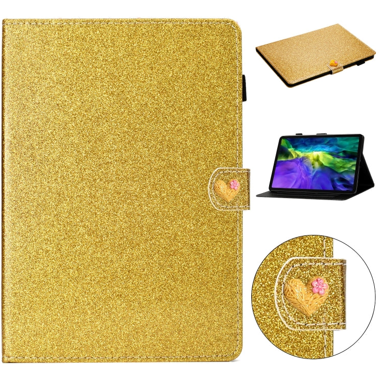 For iPad Pro 11 (2020) Love Buckle Glitter Horizontal Flip Leather Tablet Case with Holder & Card Slots