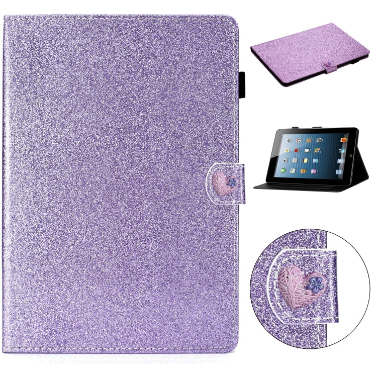 For iPad 4 & 3 & 2 Love Buckle Glitter Horizontal Flip Leather Case with Holder & Card Slots