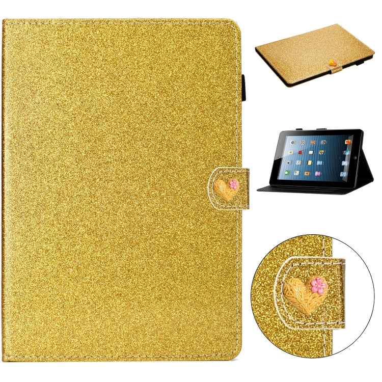 For iPad 4 & 3 & 2 Love Buckle Glitter Horizontal Flip Leather Case with Holder & Card Slots
