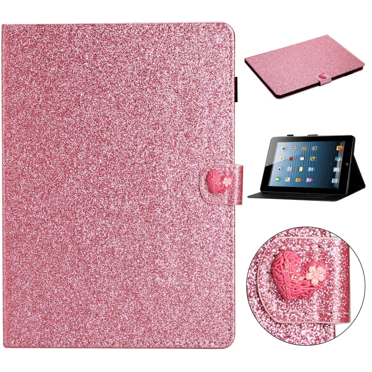 For iPad 4 & 3 & 2 Love Buckle Glitter Horizontal Flip Leather Case with Holder & Card Slots