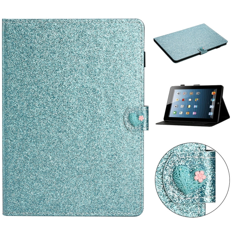 For iPad 4 & 3 & 2 Love Buckle Glitter Horizontal Flip Leather Case with Holder & Card Slots