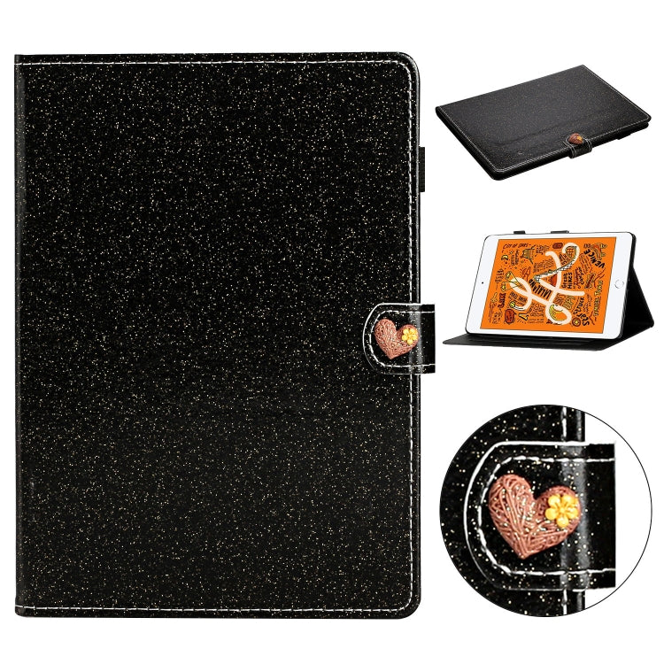 For iPad Mini 2019 & 4 & 3 & 2 & 1 Love Buckle Glitter Horizontal Flip Leather Case with Holder & Card Slots