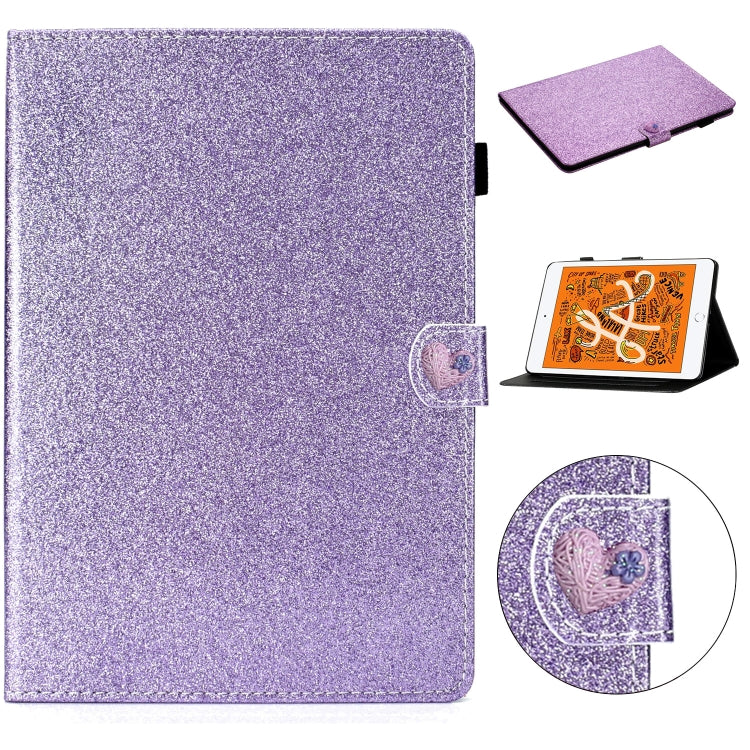 For iPad Mini 2019 & 4 & 3 & 2 & 1 Love Buckle Glitter Horizontal Flip Leather Case with Holder & Card Slots