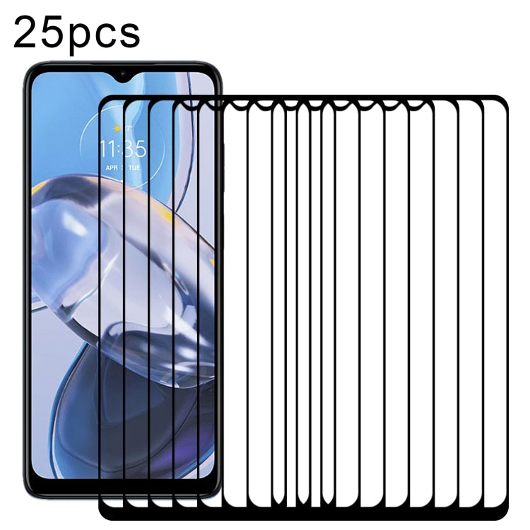 For Motorola Moto E22 / E22i 25pcs Full Glue Full Cover Screen Protector Tempered Glass Film