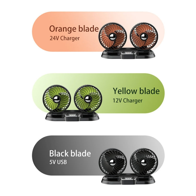 F622U Car Creative Folding Rotatable Double Head Electric Cooling Fan with Dual USB Charging Port, Style:USB Universal