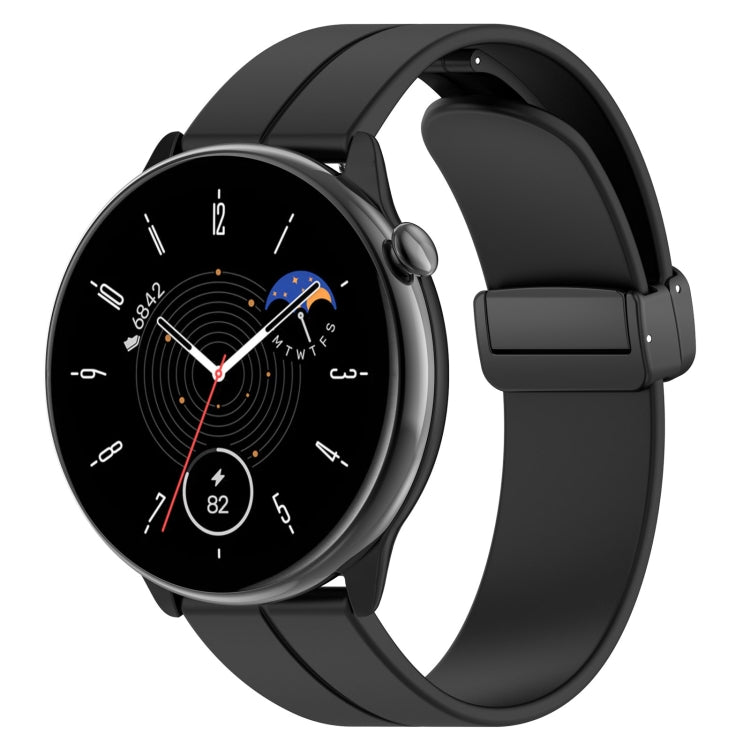 For Amazfit GTR Mini Magnetic Fold Clasp Black Buckle Silicone Watch Band
