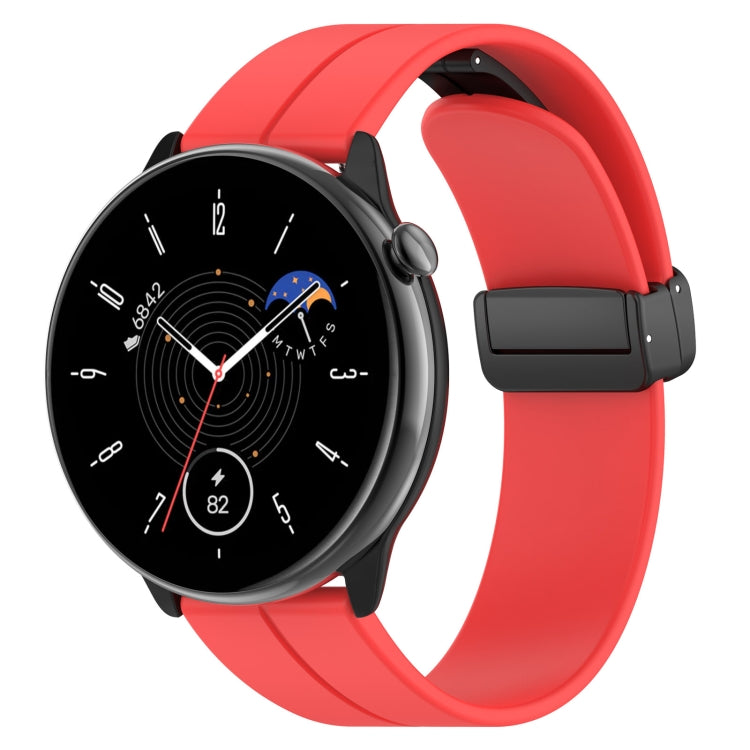 For Amazfit GTR Mini Magnetic Fold Clasp Black Buckle Silicone Watch Band