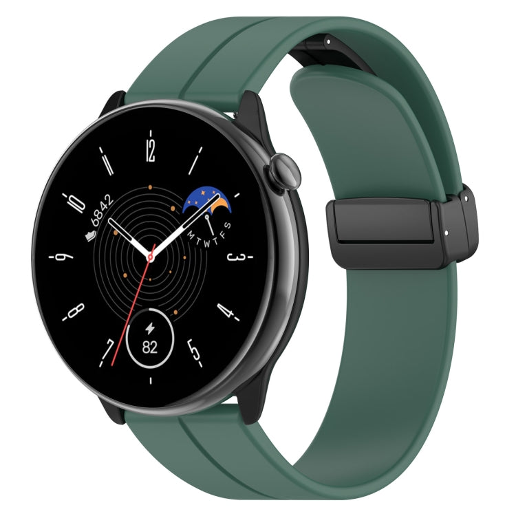 For Amazfit GTR Mini Magnetic Fold Clasp Black Buckle Silicone Watch Band