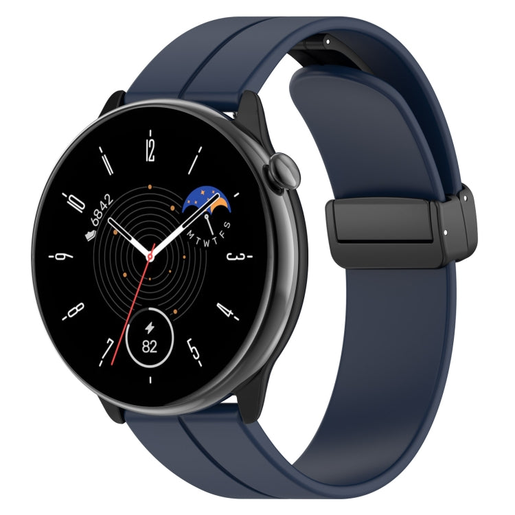 For Amazfit GTR Mini Magnetic Fold Clasp Black Buckle Silicone Watch Band