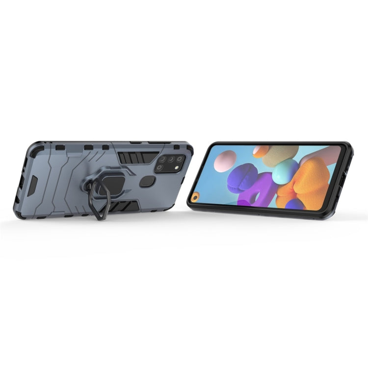 For Samsung Galaxy A21s PC + TPU Shockproof Protective Case with Magnetic Ring Holder