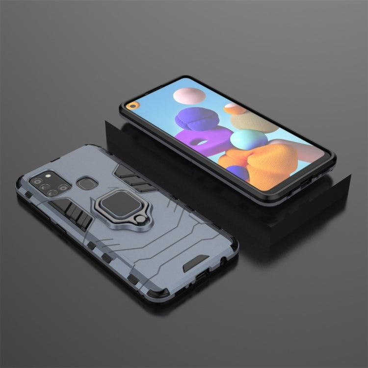 For Samsung Galaxy A21s PC + TPU Shockproof Protective Case with Magnetic Ring Holder