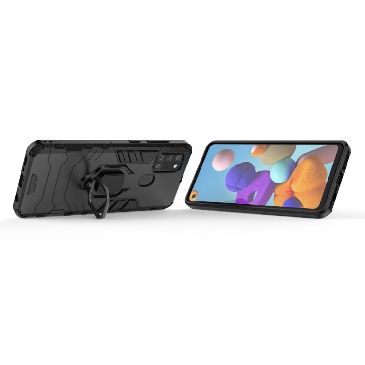 For Samsung Galaxy A21s PC + TPU Shockproof Protective Case with Magnetic Ring Holder