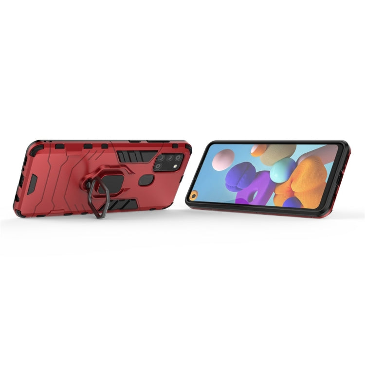For Samsung Galaxy A21s PC + TPU Shockproof Protective Case with Magnetic Ring Holder
