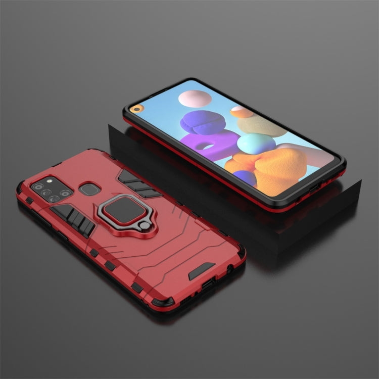 For Samsung Galaxy A21s PC + TPU Shockproof Protective Case with Magnetic Ring Holder