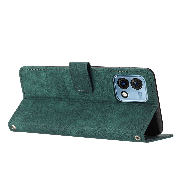 For Motorola Moto G Stylus 5G 2023 Skin Feel Stripe Pattern Leather Phone Case with Lanyard