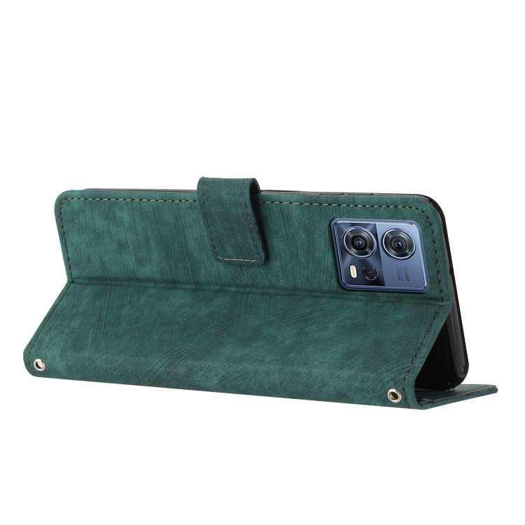 For Motorola Moto S30 Pro / Edge 30 Fusion Skin Feel Stripe Pattern Leather Phone Case with Lanyard