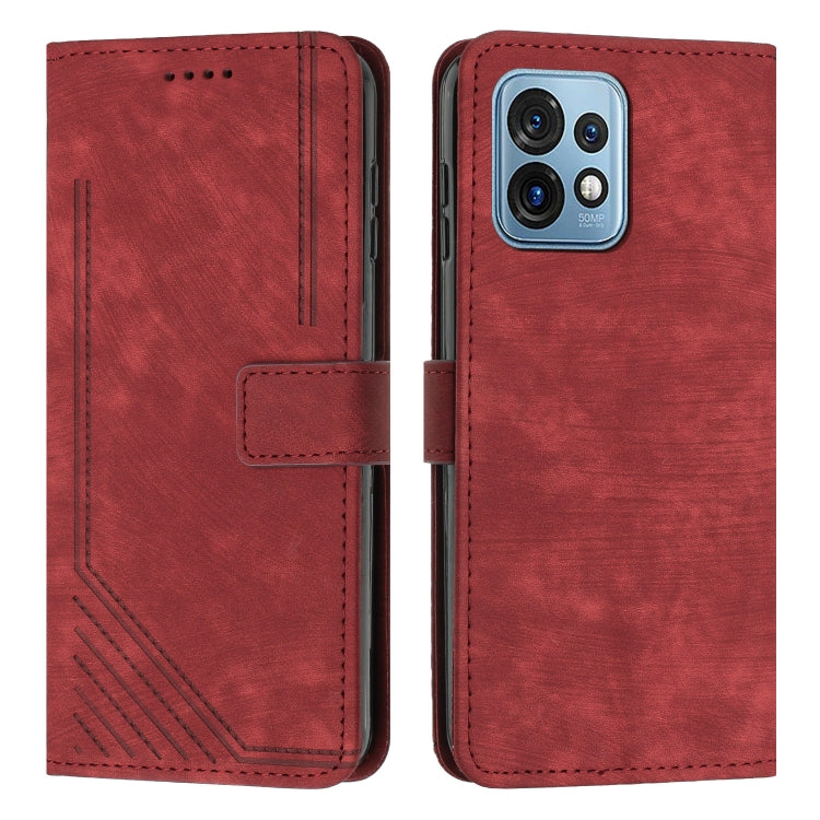For Motorola Moto X40/X40 Pro/Edge+ 2023 Skin Feel Stripe Pattern Leather Phone Case with Lanyard