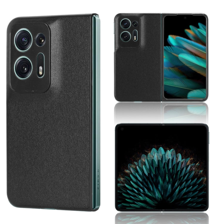 For OPPO Find N2 Plain Skin Litchi Texture Phone Case