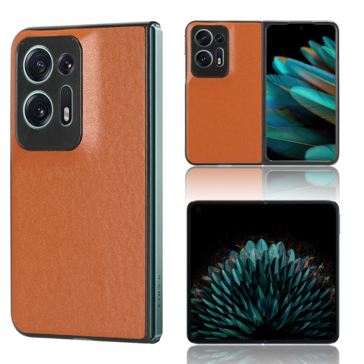 For OPPO Find N2 Plain Skin Litchi Texture Phone Case