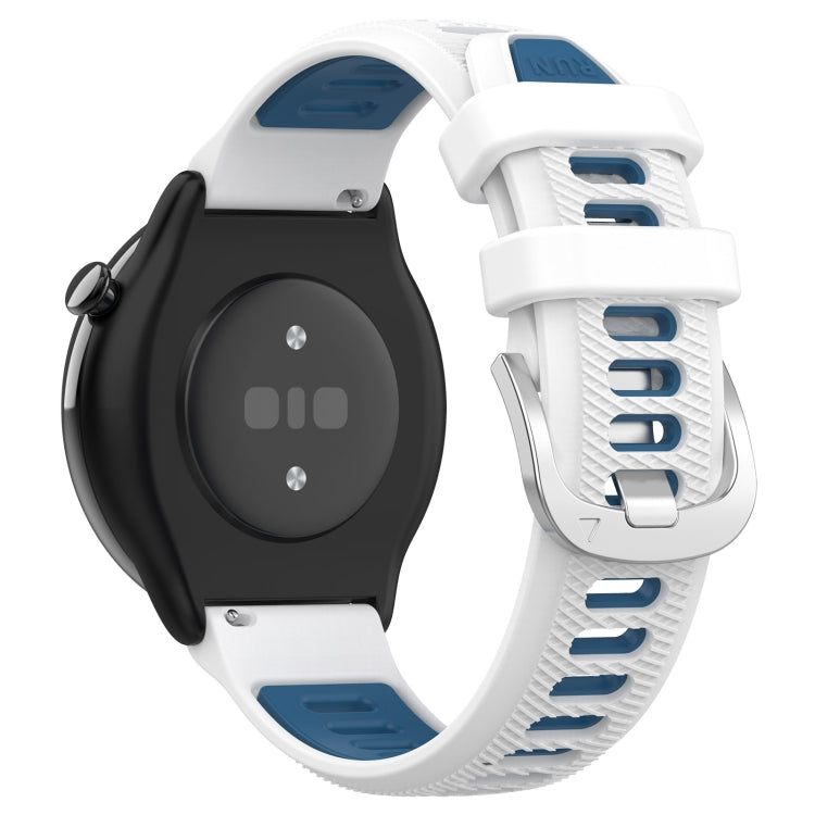 For Amazfit GTR Mini 20mm Cross Texture Two Color Silicone Stainless Steel Buckle Watch Band